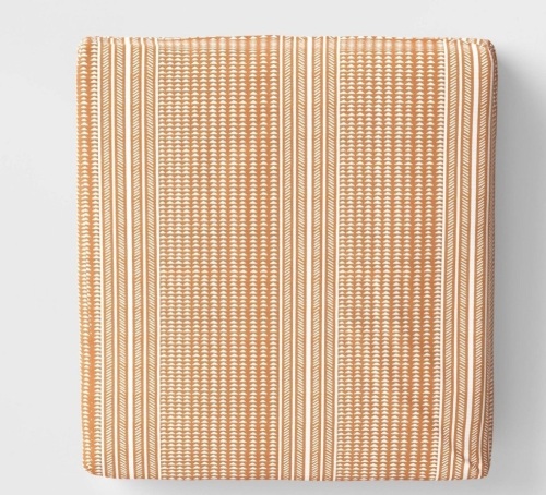 DuraSeason Fabric Outdoor Deep Seat Cushion Geo StripeOrange - Threshold, Like New, Retail - $40 - Lot 326