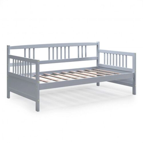Twin Size Wooden Slats Daybed Bed with Rails - Gray - Lot 383