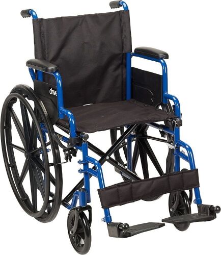 Drive Medical Blue Streak Ultra-Lightweight Wheelchair With Flip-Backs Arms & Swing-Away Footrests 18" - Lot 389