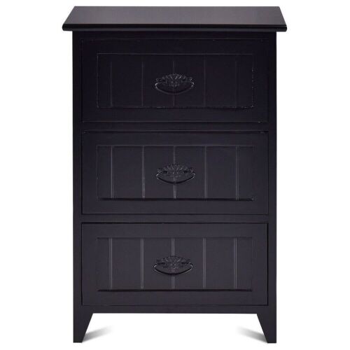 3 Drawers Wood Nightstand, Black - Lot 418