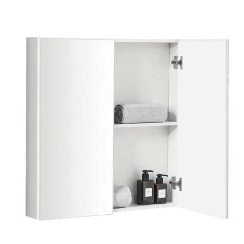 2-Tier Wall-Mounted Storage Cabinet With Double Mirror Doors  - Lot 468