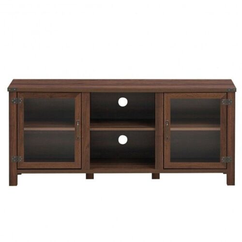 Tv Stand Entertainment Center with Storage Cabinets, Walnut  - Lot 506