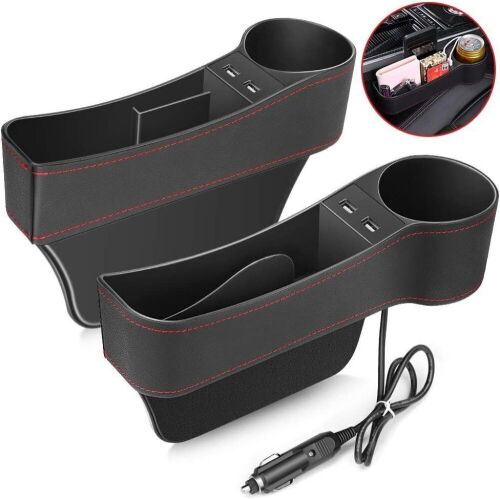 Car Seat Gap Organizer with Cuper Holder & USB Ports, Set of 2  - Lot 546