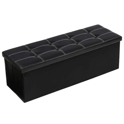 43" Faux Leather Ottoman - Black - Lot 573