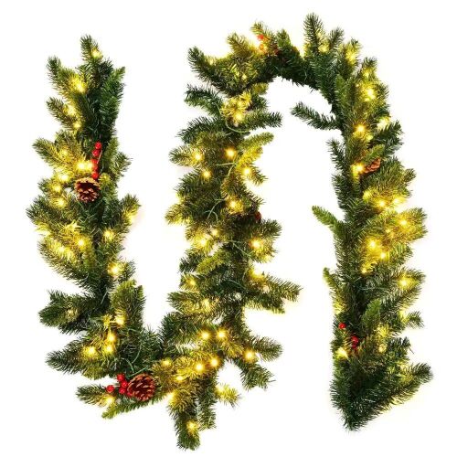 9' Pre-Lit Artificial Christmas Garland with LED - Lot 608