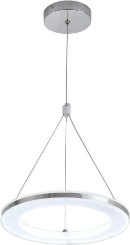 Modern Circular 1-Ring LED Ceiling Pendant Light, Adjustable Height, 15W, Cool White, 6500K  - Lot 639