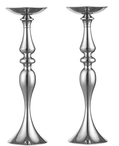 NUPTIO 2 Pcs Versatile Metal Flower Arrangement Rack, Candle Holder Stand Set, Silver, 23.6"  - Lot 663