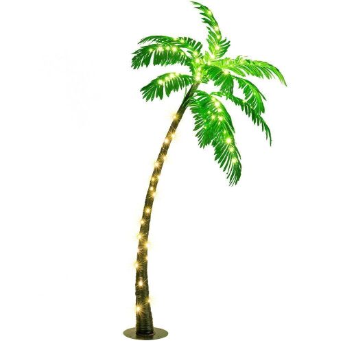 5 Ft Pre-lit Artificial Palm Tree Curve Trunk  - Lot 684