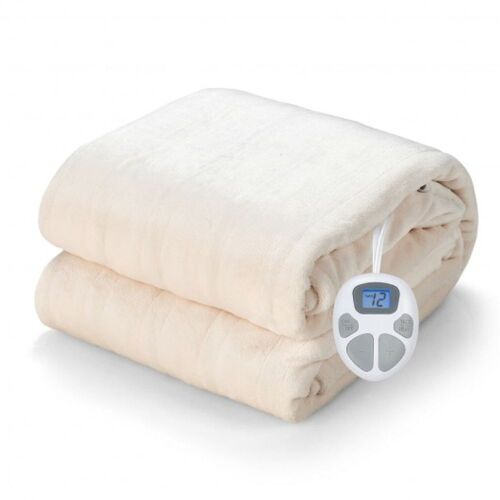 62"x84" Flannel Heated Electric Blanket - Beige - Lot 475