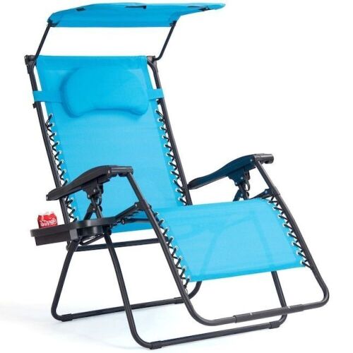 Folding Recliner Zero Gravity Lounge Chair w/ Shade Canopy - Lot 677