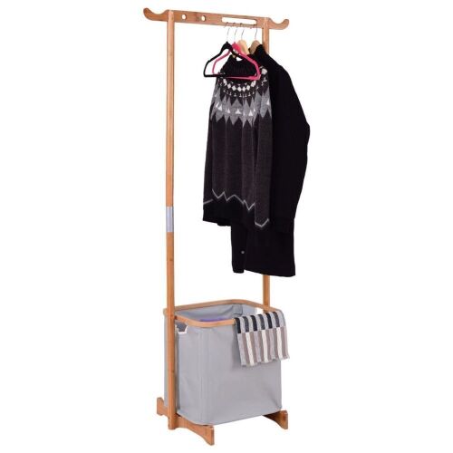 Bamboo Laundry Hamper with Rack - Lot 220