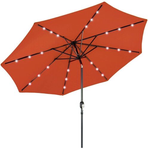 Solar LED Lighted Patio Umbrella w/ Tilt Adjustment, UV-Resistance - 10ft - Lot 1109
