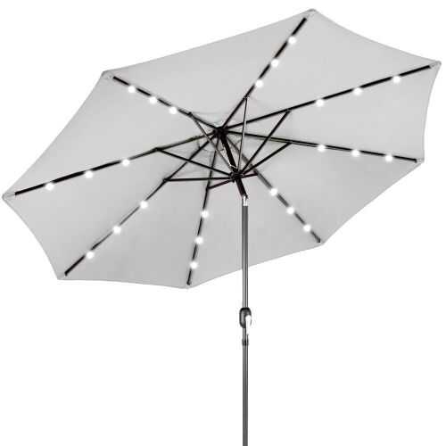 Solar LED Lighted Patio Umbrella w/ Tilt Adjustment, UV-Resistance - 10ft - Lot 1178