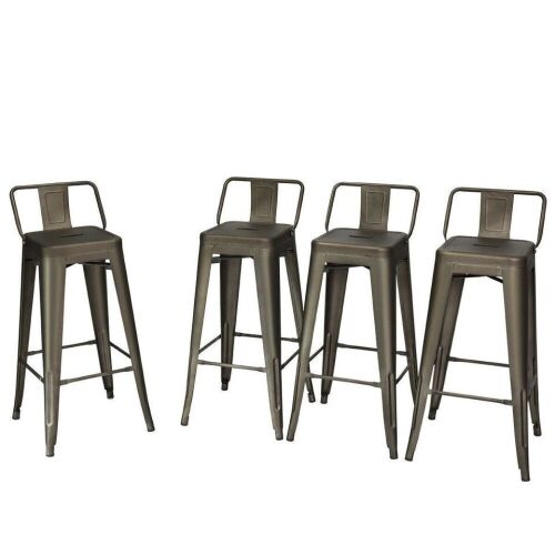 Set of 4 30" Metal Barstools with Low Back - Lot 680