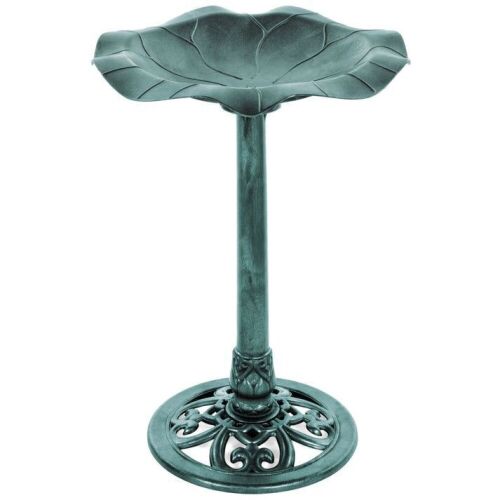 Lily Leaf Pedestal Bird Bath Decoration Accent w/ Floral Accents - Lot 400
