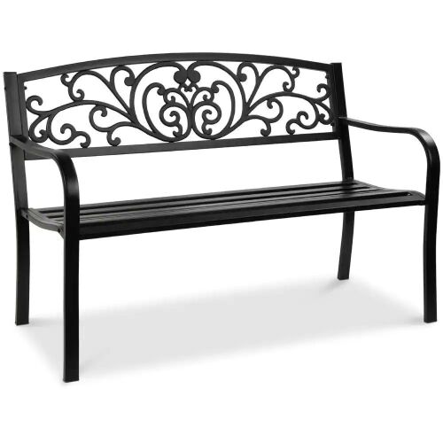 Steel Bench for Outdoor, Patio, Garden w/ Floral Design - 50in - Lot 169