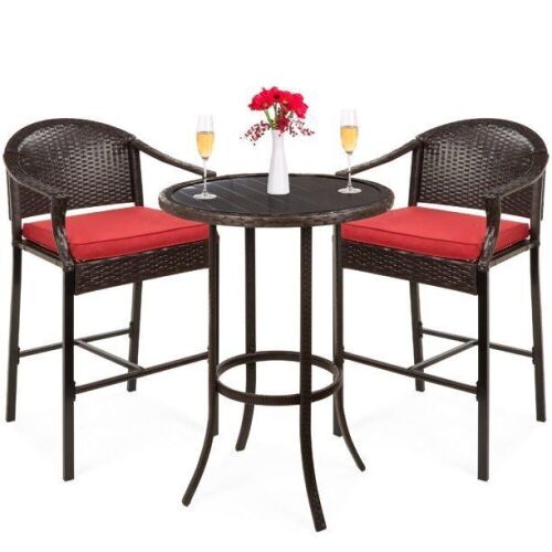3-Piece Outdoor Wicker Bistro Bar Height Set - Lot 79