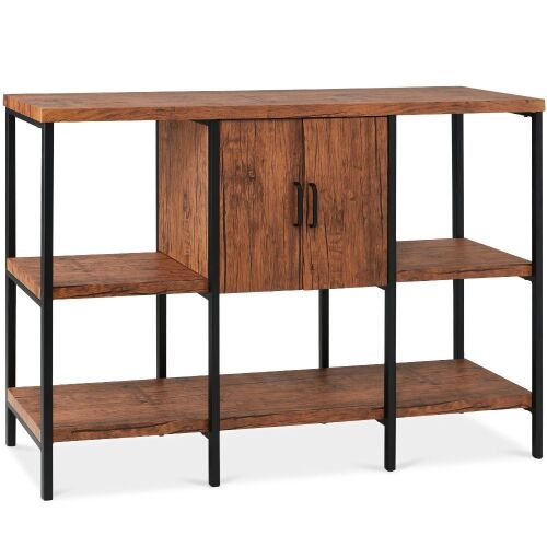 3-Tier Shelf Console Table w/ Cabinet, Non-Scratching Feet - 55in - Lot 520