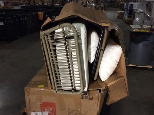Rope Woven Sectional, L-Shape Sofa Set w/ Detachable Lounger - Cushions Dirty, No Hardware, Unknown if Complete  - Lot 432