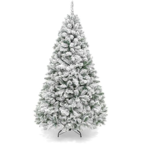 6' Premium Snow Flocked Artificial Pine Christmas Tree w/ Foldable Metal Base - Lot 943