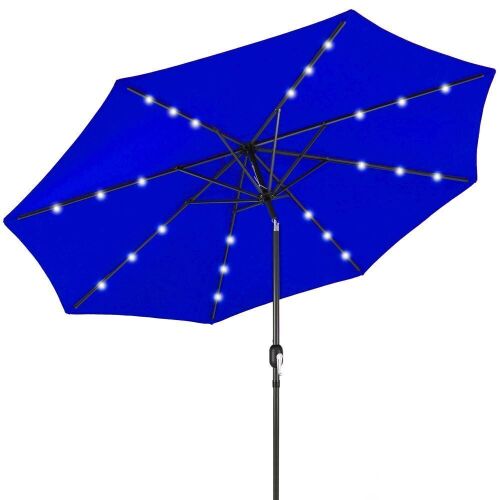 10' Solar LED Lighted Patio Umbrella w/ Tilt Adjustment, UV-Resistance - Lot 819