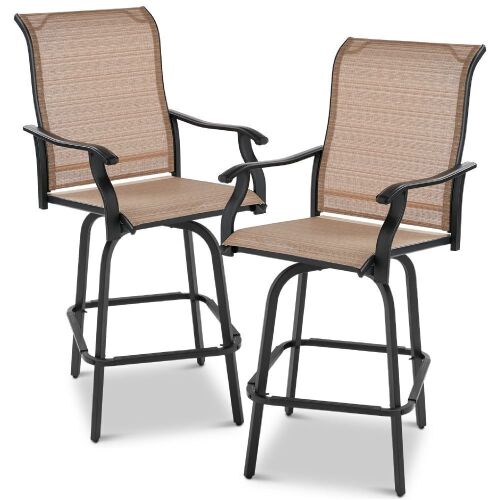 Set of 2 Swivel Barstools w/ 360 Rotation, All-Weather Mesh - Lot 892