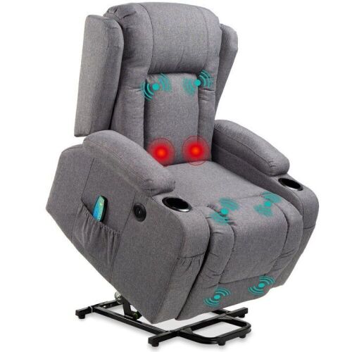 Electric Power Lift Recliner Massage Chair w/ Heat, USB Port, Cupholders  - Lot 51