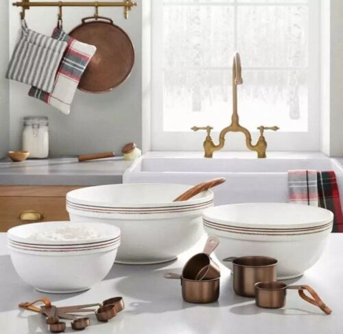Lot of (2) Hearth & Hand with Magnolia Stripes Stoneware Mixing Bowl Set, 3 Pc - Lot 91