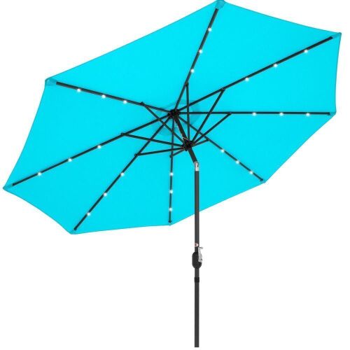 Solar LED Lighted Patio Umbrella w/ Tilt Adjustment, UV-Resistance - 10ft - Lot 1027