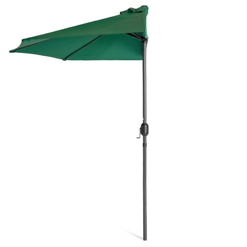 Half Patio Umbrella w/ 5 Ribs, Crank - 9ft - Lot 1171
