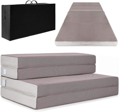 Full Size Folding Portable Mattress Topper w/ Plush Foam - 4in  - Lot 1080