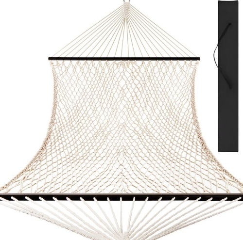 Cotton Rope 2-Person Double Hammock w/ Spreader Bars, Carrying Case, Appears New - Lot 102