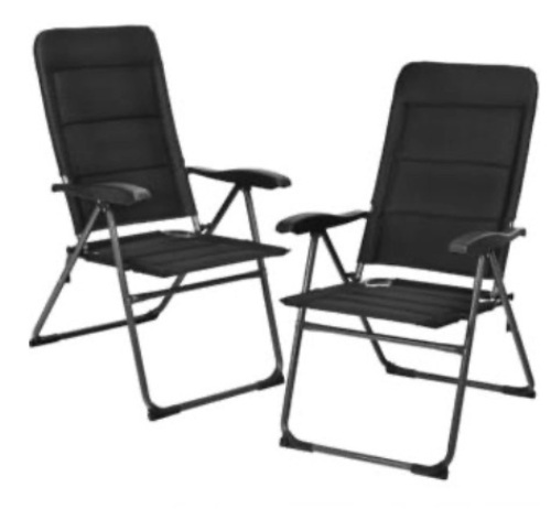 2PCS Patio Folding Chairs Back Adjustable Reclining Padded Garden Furniture, Black, Appears New/Damaged Box - Lot 108