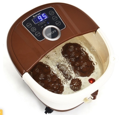 Shiatsu Portable Heated Electric Foot Spa Bath Roller Motorized Massager, Brown, Powers On, E-Commerce Return - Lot 113