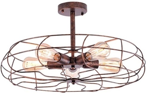 LITFAD 21" Industrial Vintage Semi Flush Mounted Ceiling Light, Rust, Untested, Appears New - Lot 118