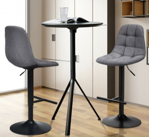 2 Piece Adjustable Bar Stools Swivel Counter Height Linen Chairs, Gray, E-Commerce Return - Lot 120