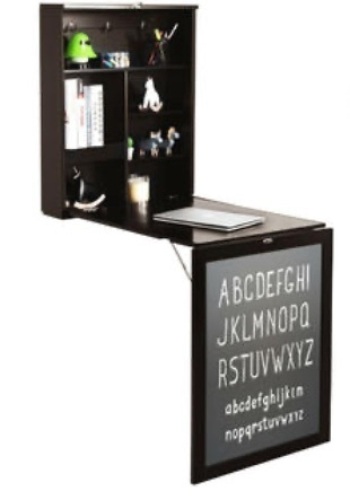 Wall Mounted Table Fold Out Convertible Desk with A Blackboard/Chalkboard Brown, Appears New - Lot 122