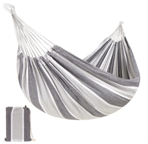 Lot of 2, 2-Person Brazilian-Style Double Hammock w/ Portable Carrying Bag, One Steel, One Blue, Appears New - Lot 154