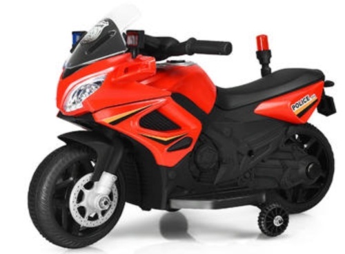 6V Kids Ride On Police Motorcycle 4-Wheel Electric Toy w/ Training Wheels, Red, Missing Battery, Untested, E-Commerce Return - Lot 155
