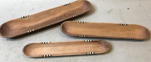 To The Market Rustic Teak Heart Dishes, 3 Sizes, Appears New - Lot 156