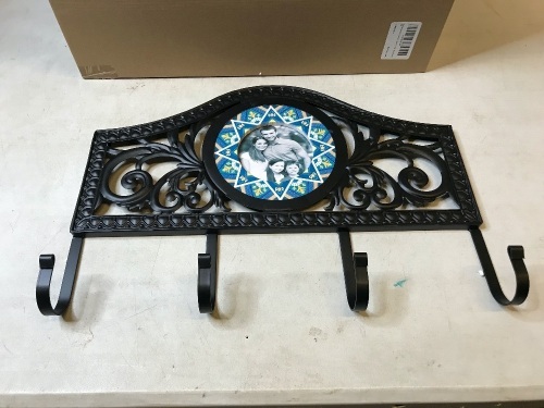 Wall Hanger Coat Hook with Photo Frame, Black, Appears New - Lot 180