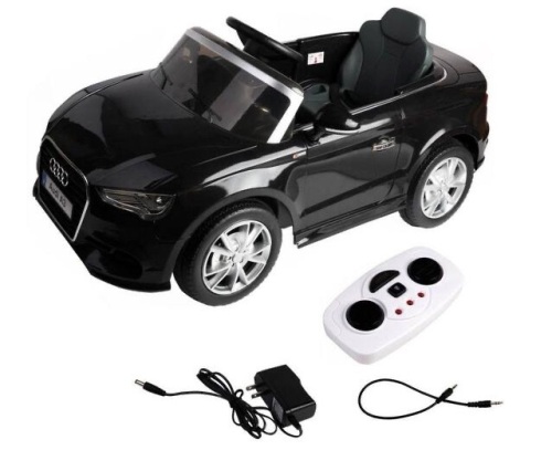 Audi A3 Licensed 12-Volt RC Kids Ride On Car Electric Remote Control LED Light Music, Black, Untested, Appears New - Lot 183