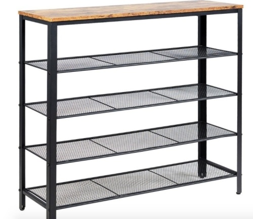 5-Tier Shoe Storage Organizer With 4 Metal Mesh Shelves, Appears New - Lot 201