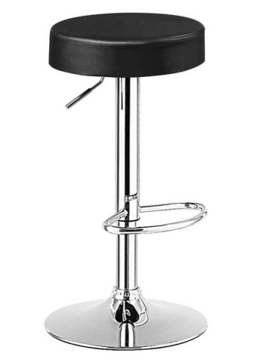 26 in.-34 in. Black Backless Steel Height Adjustable Swivel Bar Stool with PU Leather Seat, E-Commerce Return/Appears New - Lot 581