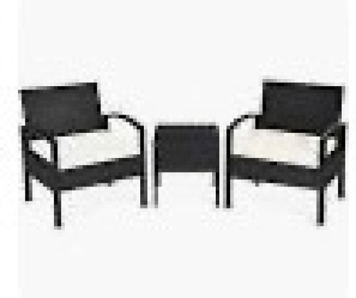 3-Piece Rattan Patio Conversation Set, Cushions, Appears New - Lot 561