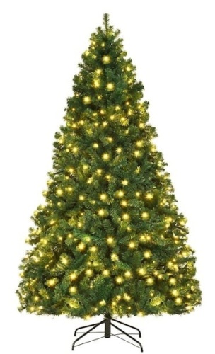 7.5 ft. Pre-Lit Hinged PVC Artificial Christmas Tree with 400-LED Lights and Stand, Appears New/Damaged Box - Lot 510