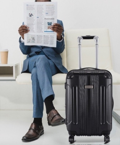 Globalway Expandable 20" Abs Carry On Luggage Travel Bag Trolley Suitcase-Black, Appears New - Lot 259