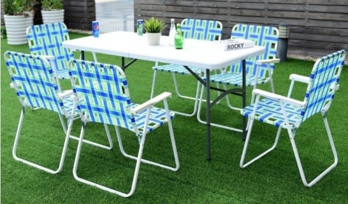 6 Pcs Folding Beach Chair Camping Lawn Webbing Chair-Blue, Appears New/Damaged Box - Lot 354