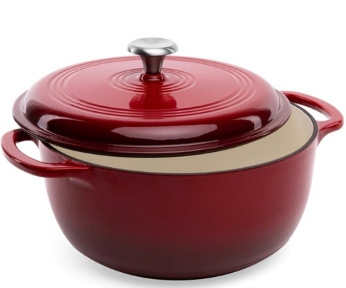 6qt Non-Stick Enamel Cast-Iron Dutch Oven Kitchen Cookware w/ Side Handles, Deep Red, Appears New - Lot 176