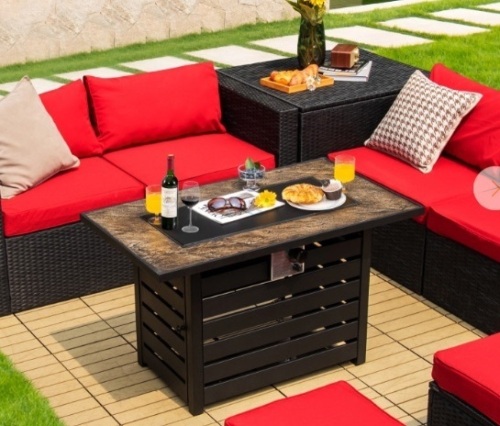 60,000 Btu Rectangular Propane Fire Pit Table, 42 Inches, E-Commerce Return - Lot 523
